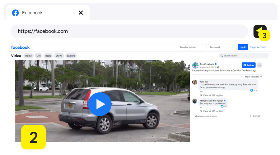 Facebook Video Downloader, Step 2 - Open Facebook video page