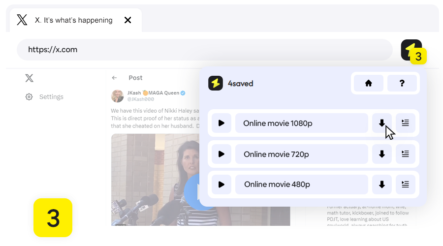 Twitter Video Downloader, Step 3 - Select the download item