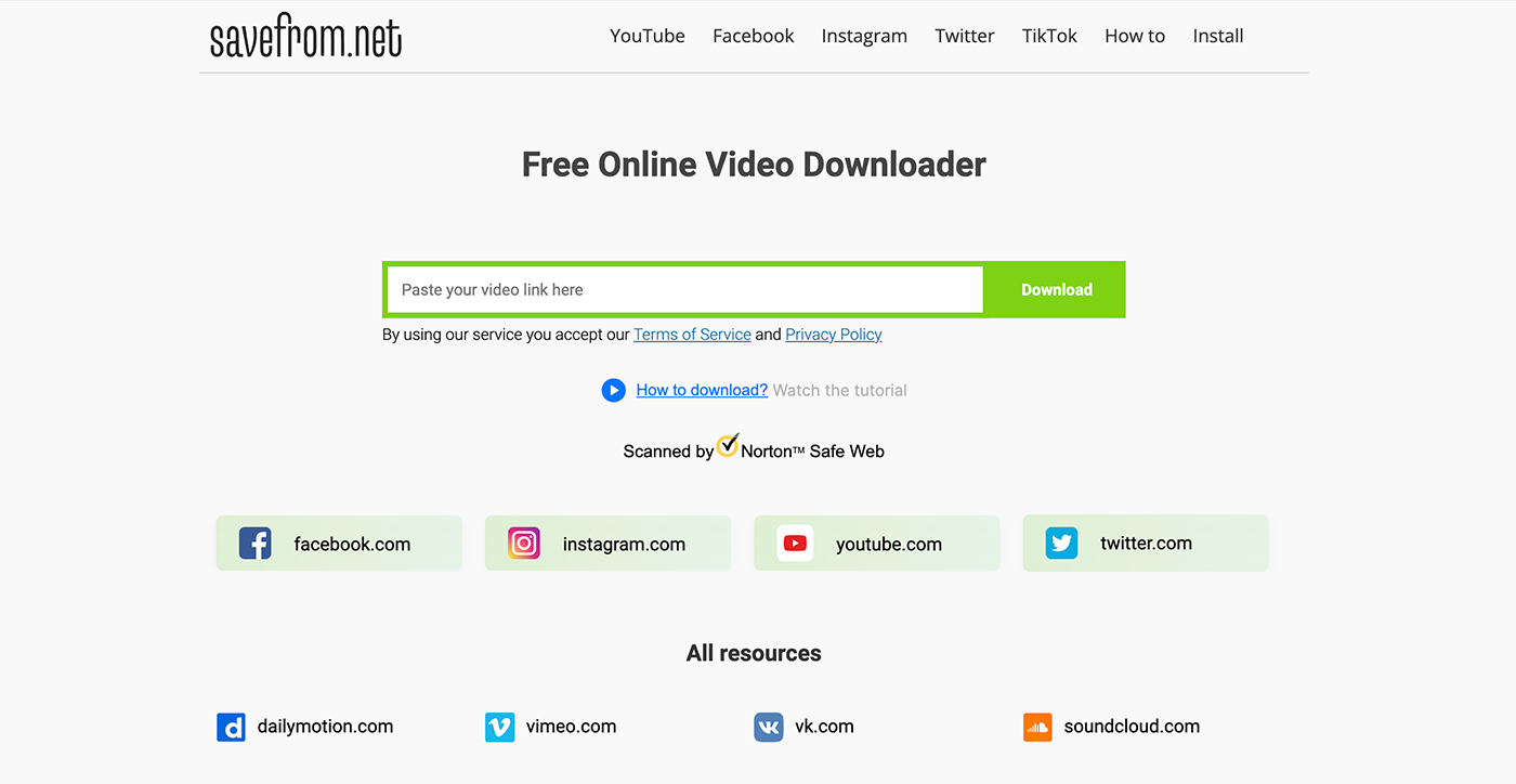 Savefrom.net Video Downloader