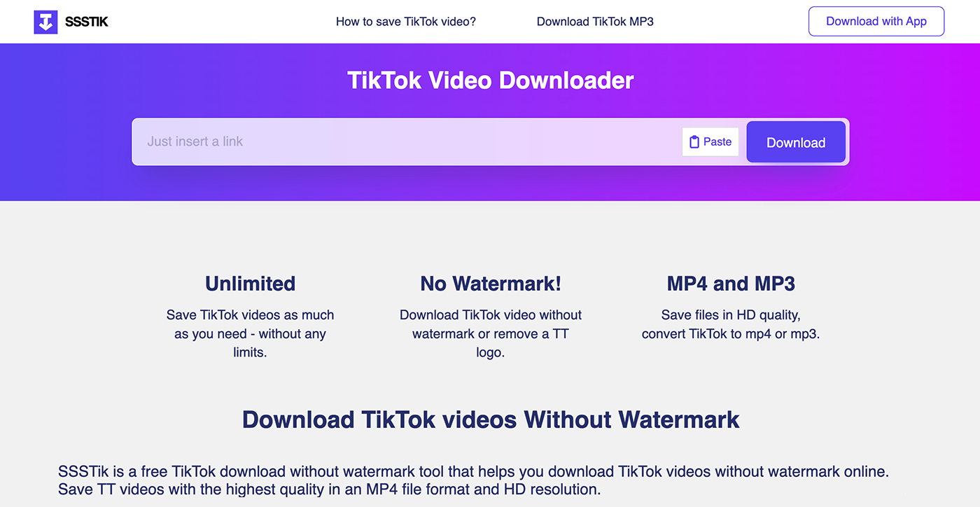SSSTik Video Downloader for TikTok
