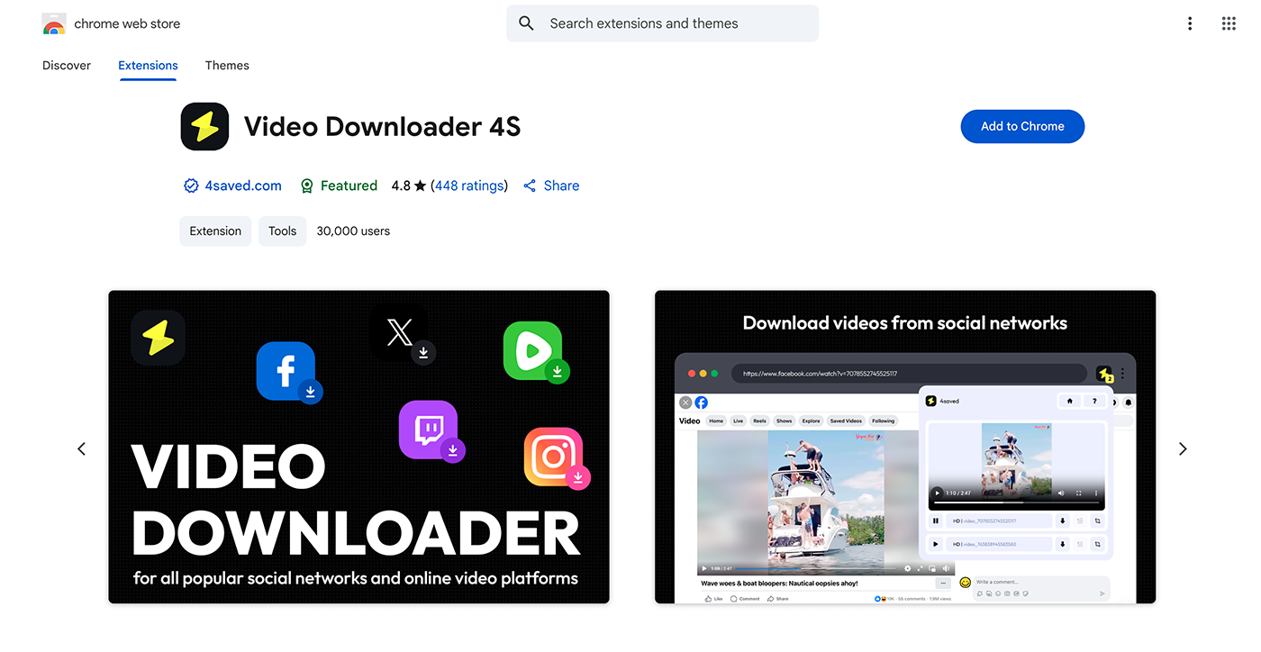 Video downloader 4s Chrome extension